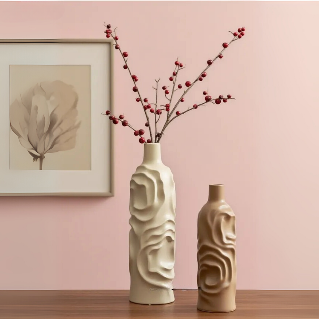 2-Piece Ceramic Set Arin Vase Bohemian Scandinavian Japanese Style