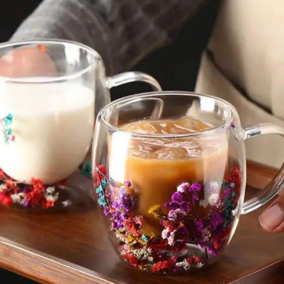 250ml double-walled floral glass mug Atelier Casa