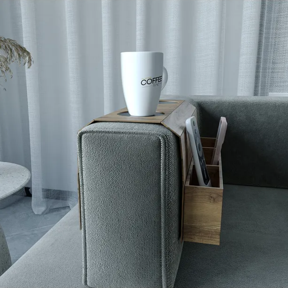 Sofa Side Table, Wooden Sofa Tray, Sofa Side Organizer