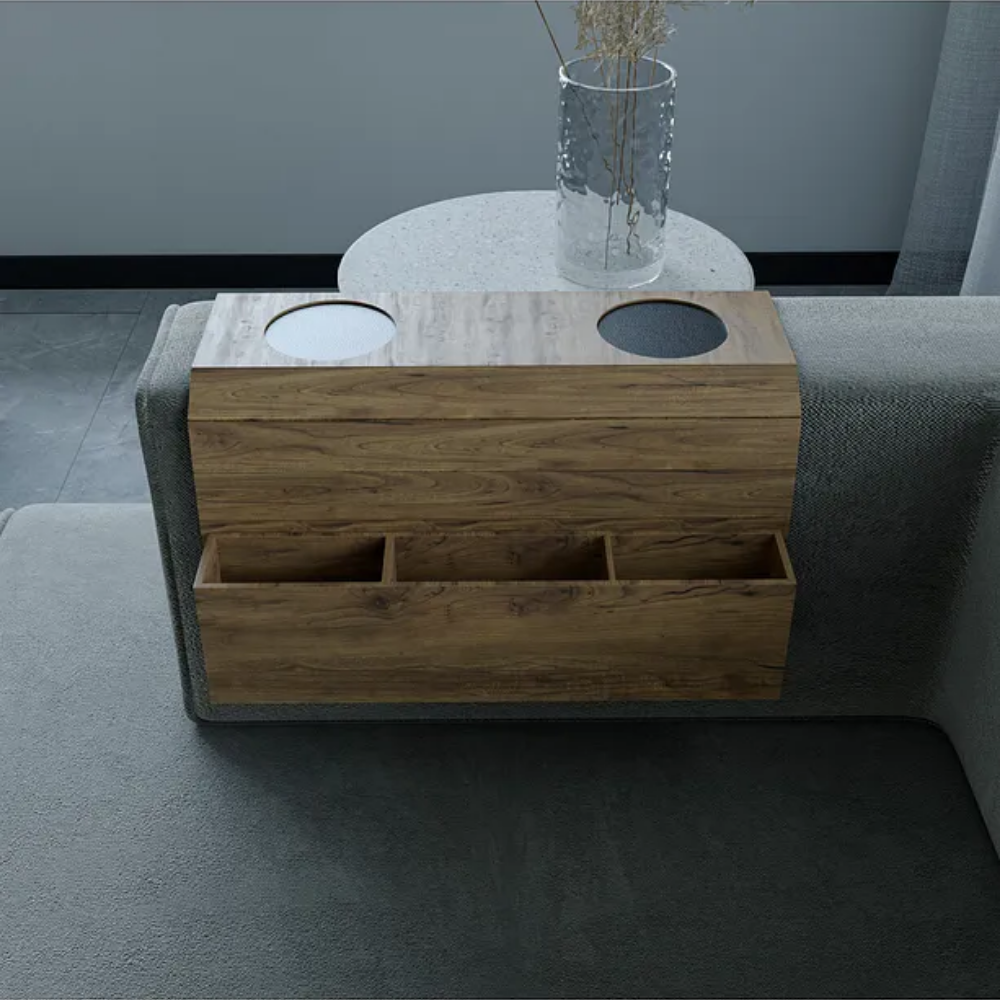 Sofa Side Table, Wooden Sofa Tray, Sofa Side Organizer