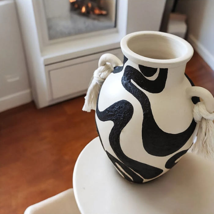 Textured Handled Decorative Vase Atelier Casa