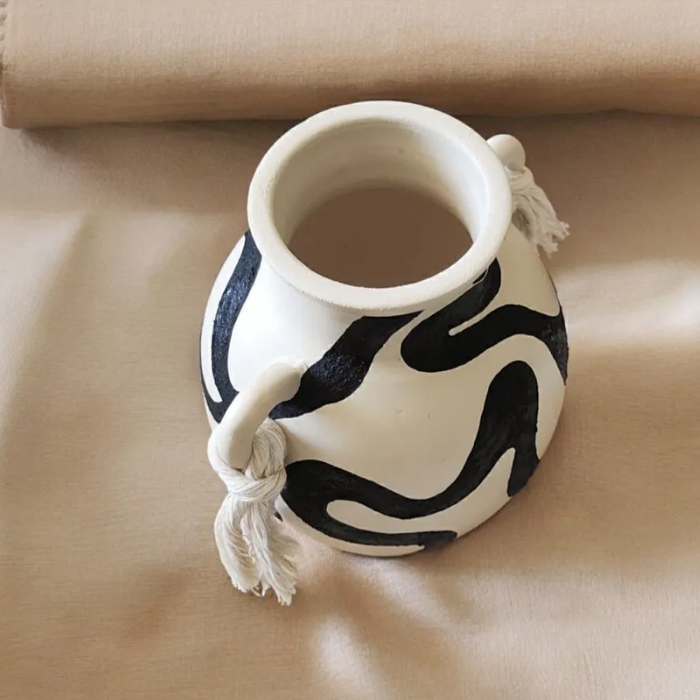 Textured Handled Decorative Vase Atelier Casa