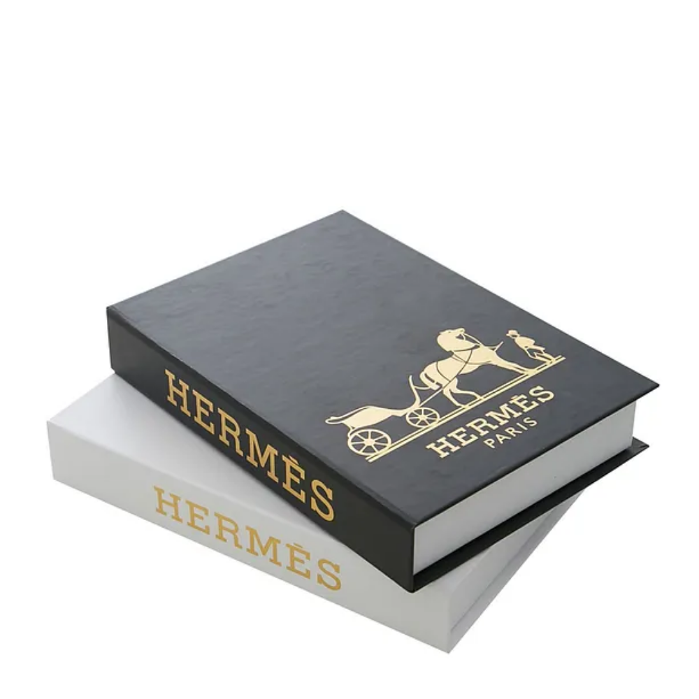 2-Pack Hermes Gold Decorative Book Box