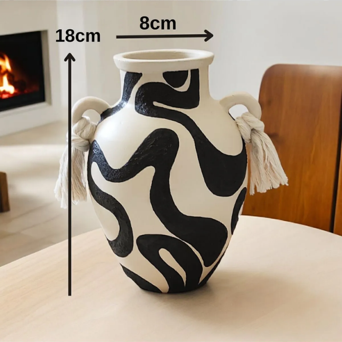 Textured Handled Decorative Vase Atelier Casa