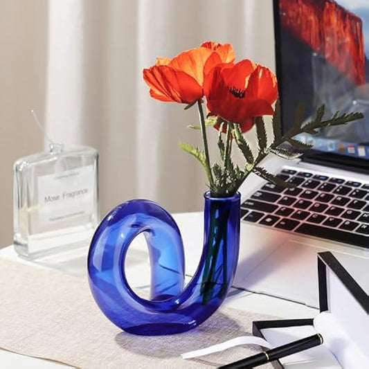 Irregular Blue Shaped Glass Vase