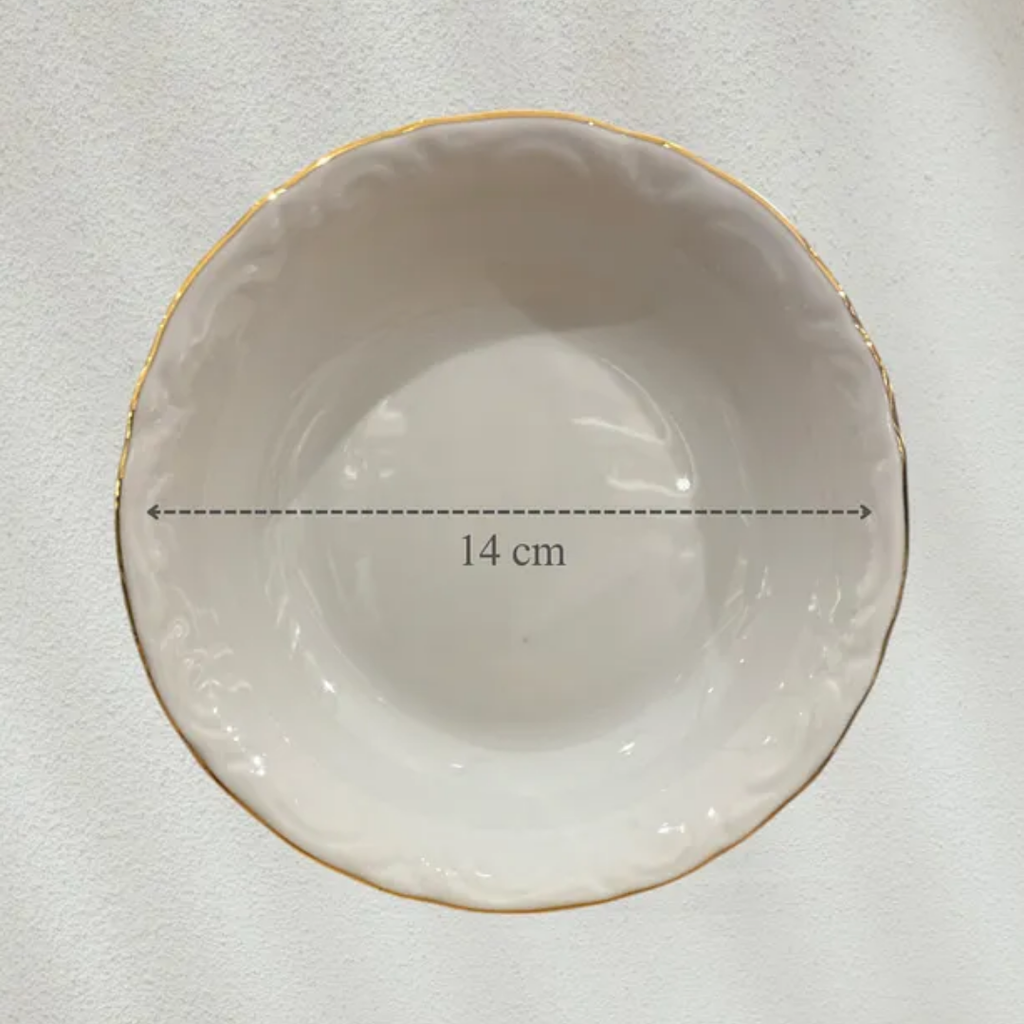6-Piece Gold Gilded 14cm Porcelain Deep Plate