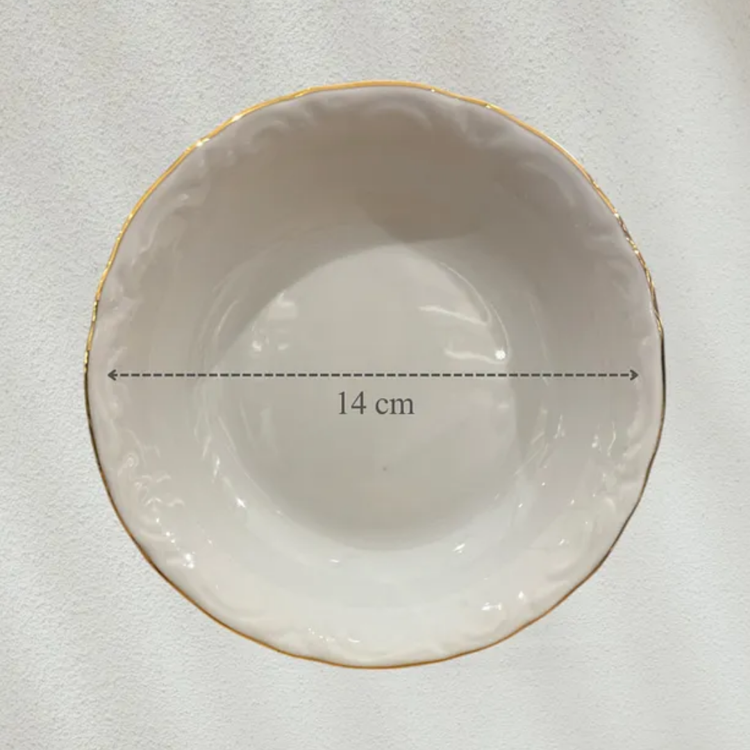 6-Piece Gold Gilded 14cm Porcelain Deep Plate