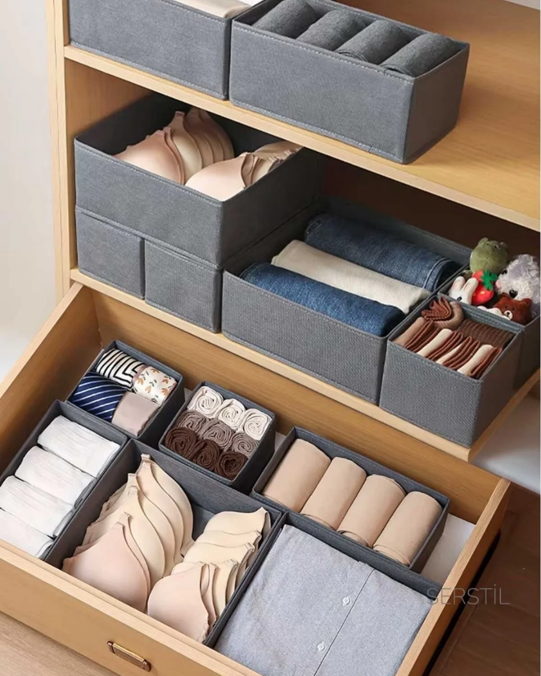 6-Piece Drawer Cabinet Organizer Box Set Anthracite