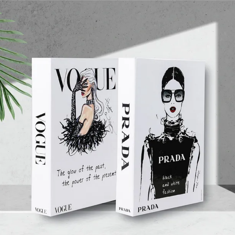2-Piece PRADA/VOGUE Decorative Book Box
