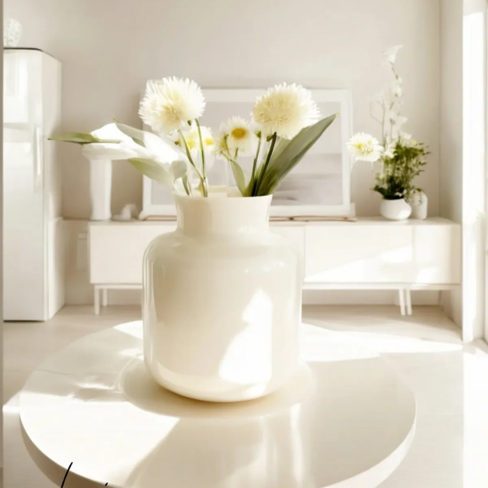 Bohemian Scandinavian Detailed Vase Oslo Cream 20 cm Atelier Casa