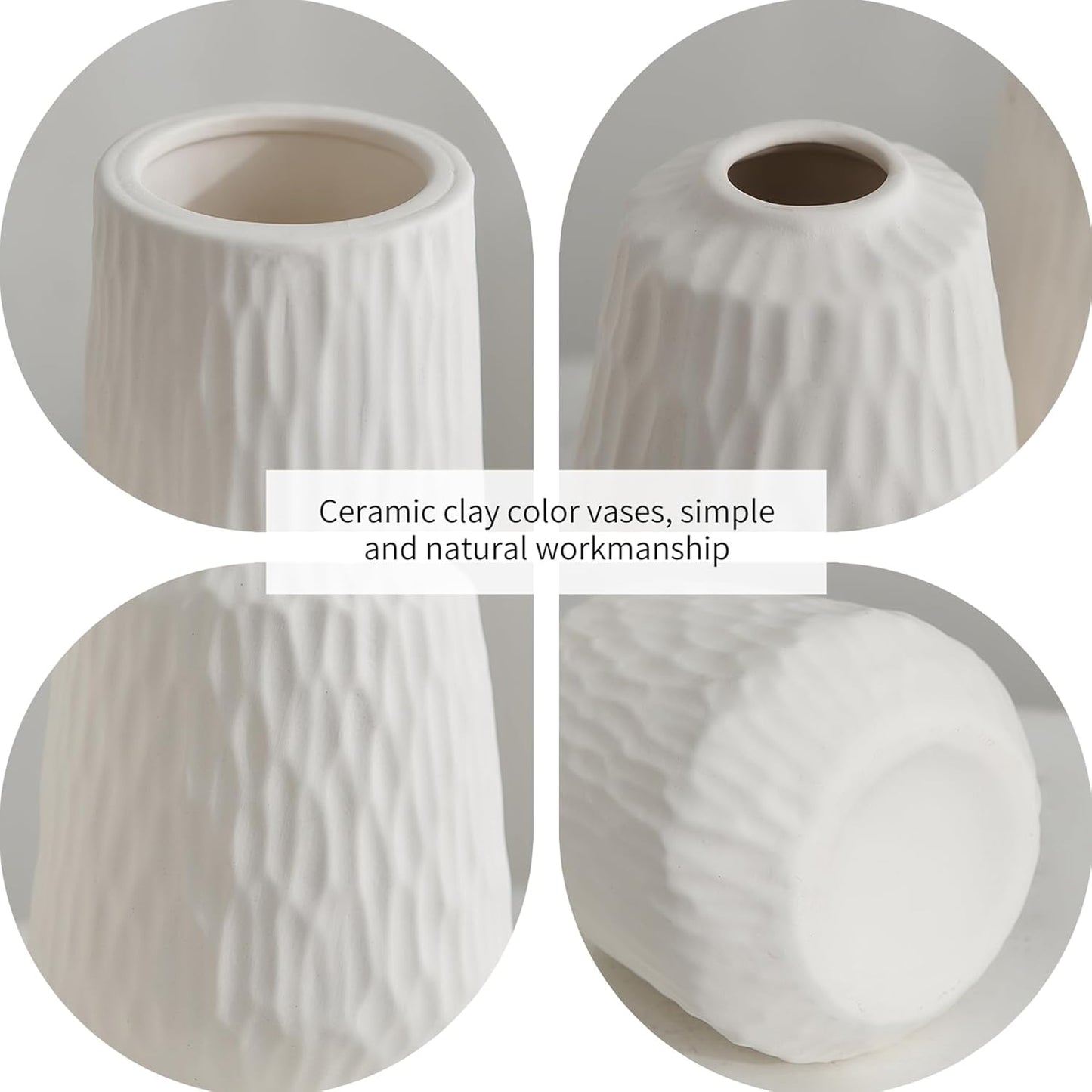Modern boho ceramic striped vases (Set of 3)