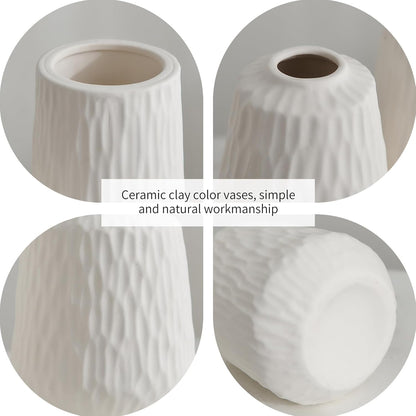 Modern boho ceramic striped vases (Set of 3)