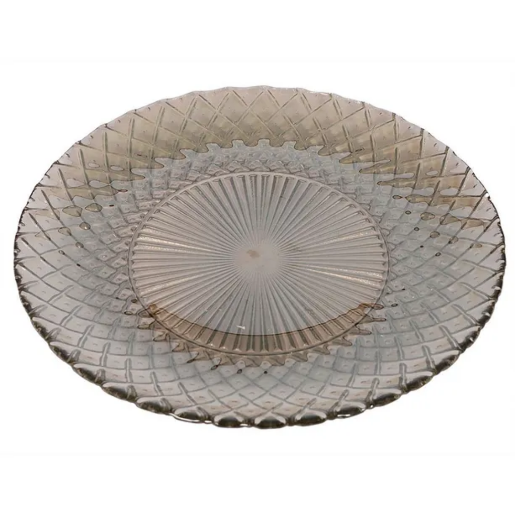 6-Piece Smoked Glass Dessert-Cake Plate