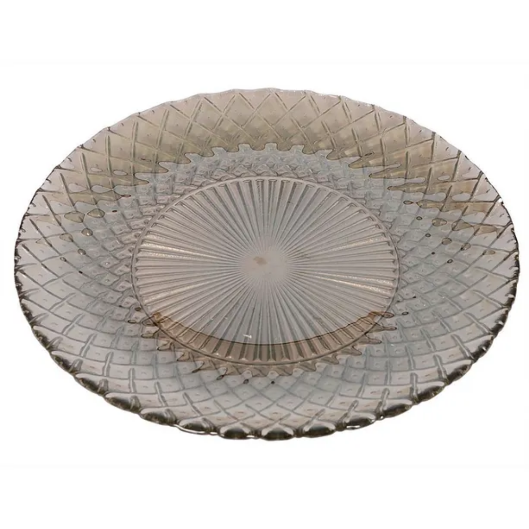 6-Piece Smoked Glass Dessert-Cake Plate