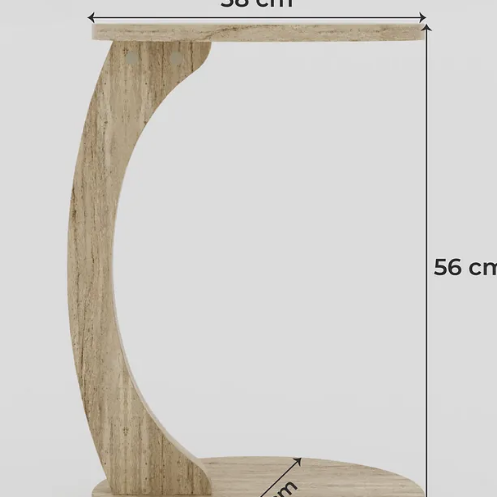 Wheeled C Coffee Table Sofa Table Side Table Nesting Table Service Table - Travertine