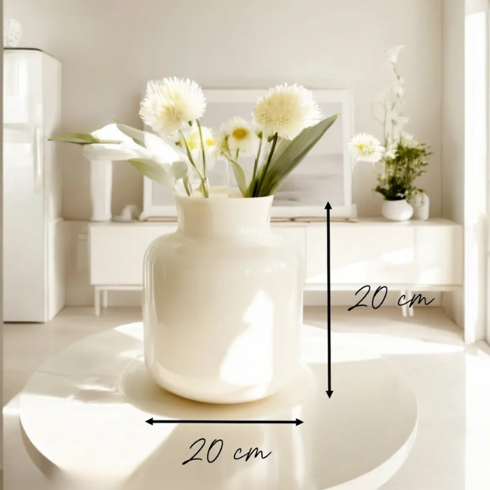 Bohemian Scandinavian Detailed Vase Oslo Cream 20 cm Atelier Casa