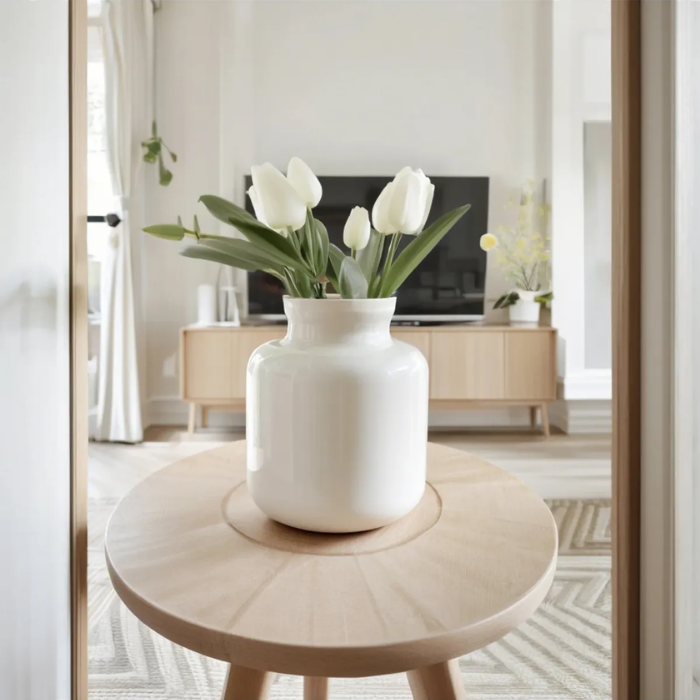 Bohemian Scandinavian Detailed Vase Oslo Cream 20 cm Atelier Casa