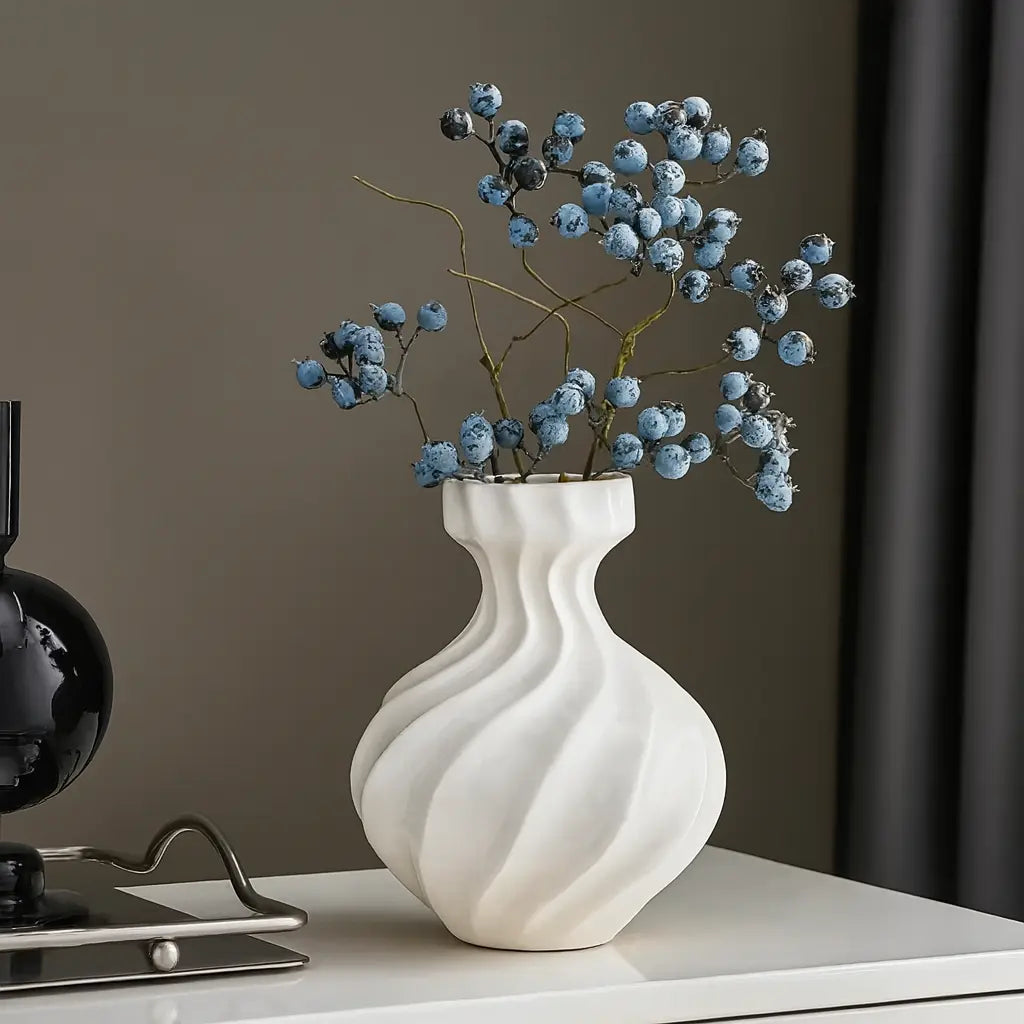 White Ceramic Art Vase Modern Minimalist Style Atelier Casa