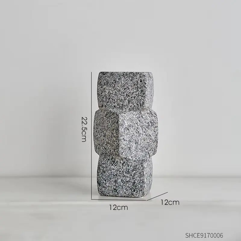 Chinese Antique Style Geometric Square Vase Atelier Casa