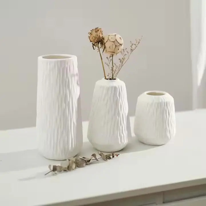 Modern boho ceramic striped vases (Set of 3) Atelier Casa