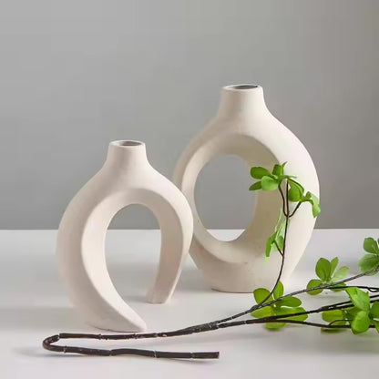 White Pottery Love Vases (Set of 2)