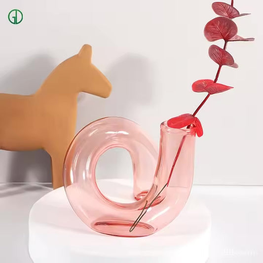 Irregular Pink Shaped Glass Vase