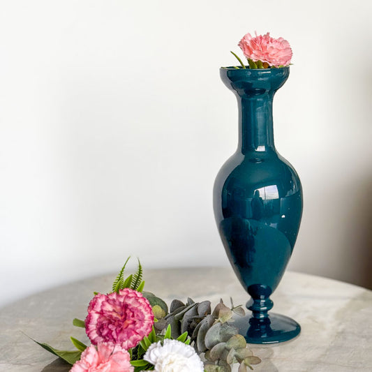 Dark Blue Sculptural Glass Vase