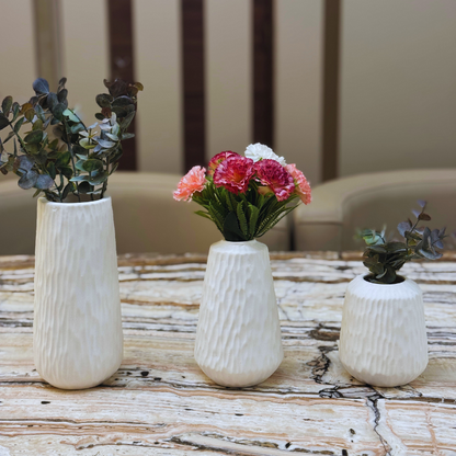 Modern boho ceramic striped vases (Set of 3)