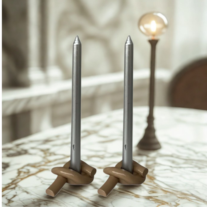 Knot & Glow – Ceramic Candlestick Duo AtelierCasa