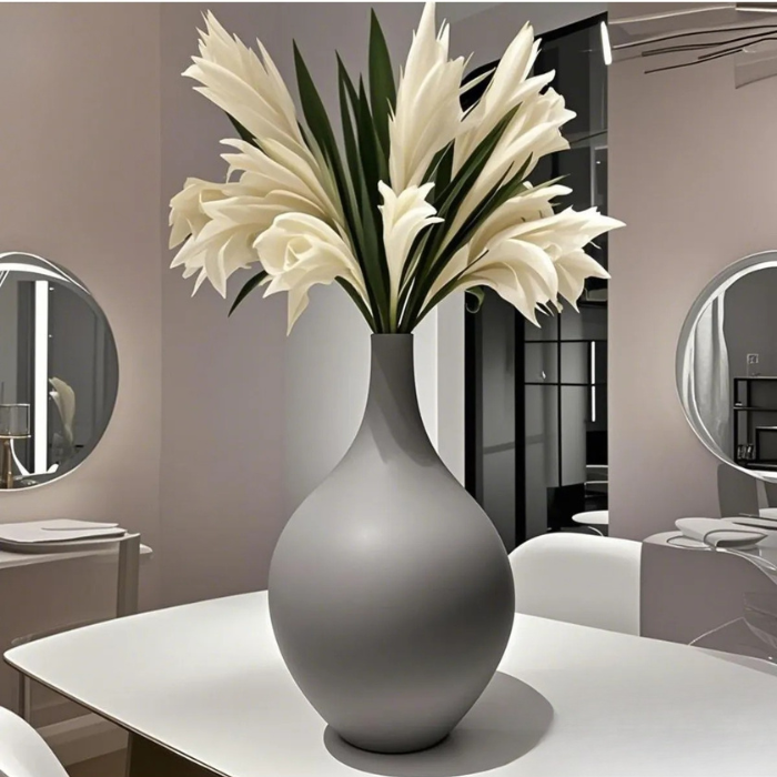 Scandinavian Style Bohemian Trend Hitit Light Gray Vase 32 cm Atelier Casa