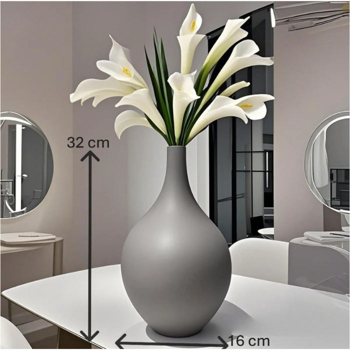 Scandinavian Style Bohemian Trend Hitit Light Gray Vase 32 cm Atelier Casa