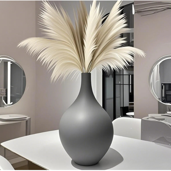 Scandinavian Style Bohemian Trend Hitit Light Gray Vase 32 cm Atelier Casa